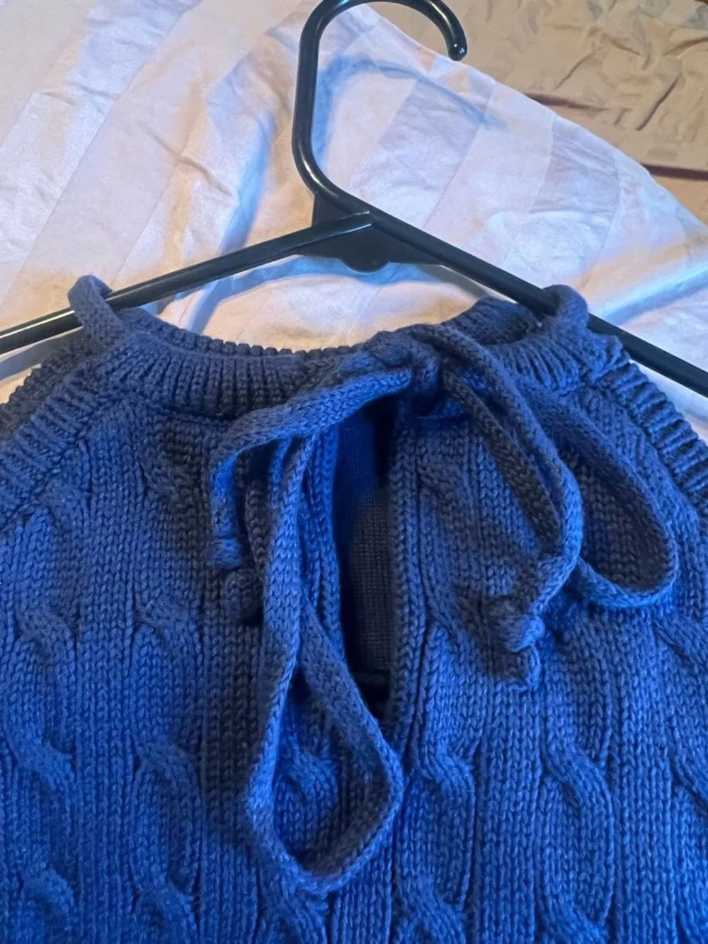 Ralph Lauren Navy Cable-Knit Halter Tank with Pink Pony - Picture 3 of 6